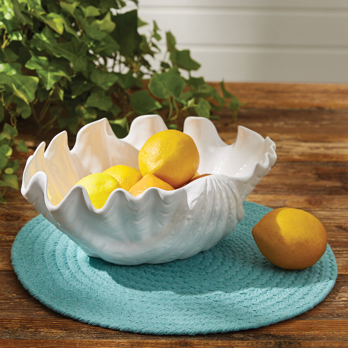 (image for) Large Ceramic Seashell Bowl Shell Centerpiece