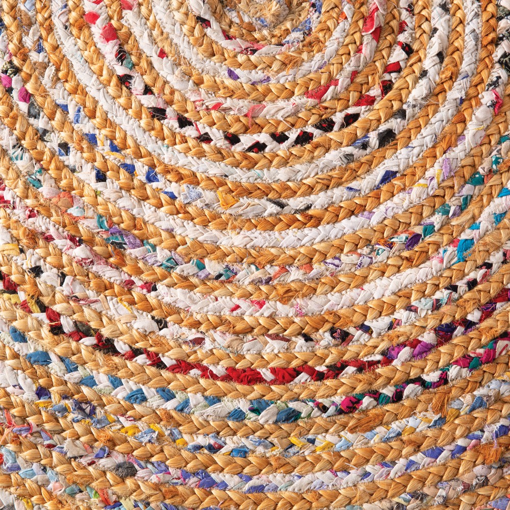 (image for) 7 ft Round Jute Rag Rug Bohemian Cottage