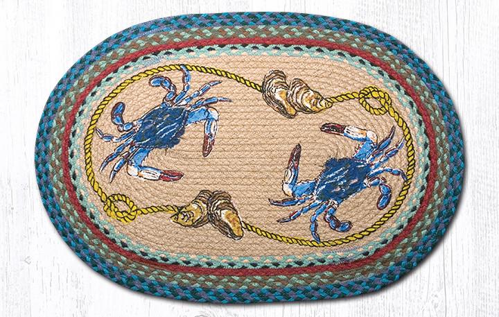 (image for) Blue Crab Jute Rug Oval