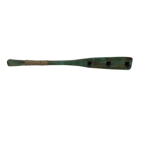 (image for) Wall Oar with Hooks Wood Metal Jute