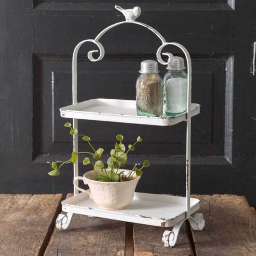 (image for) 2 Tier Tray White Stand with Bird