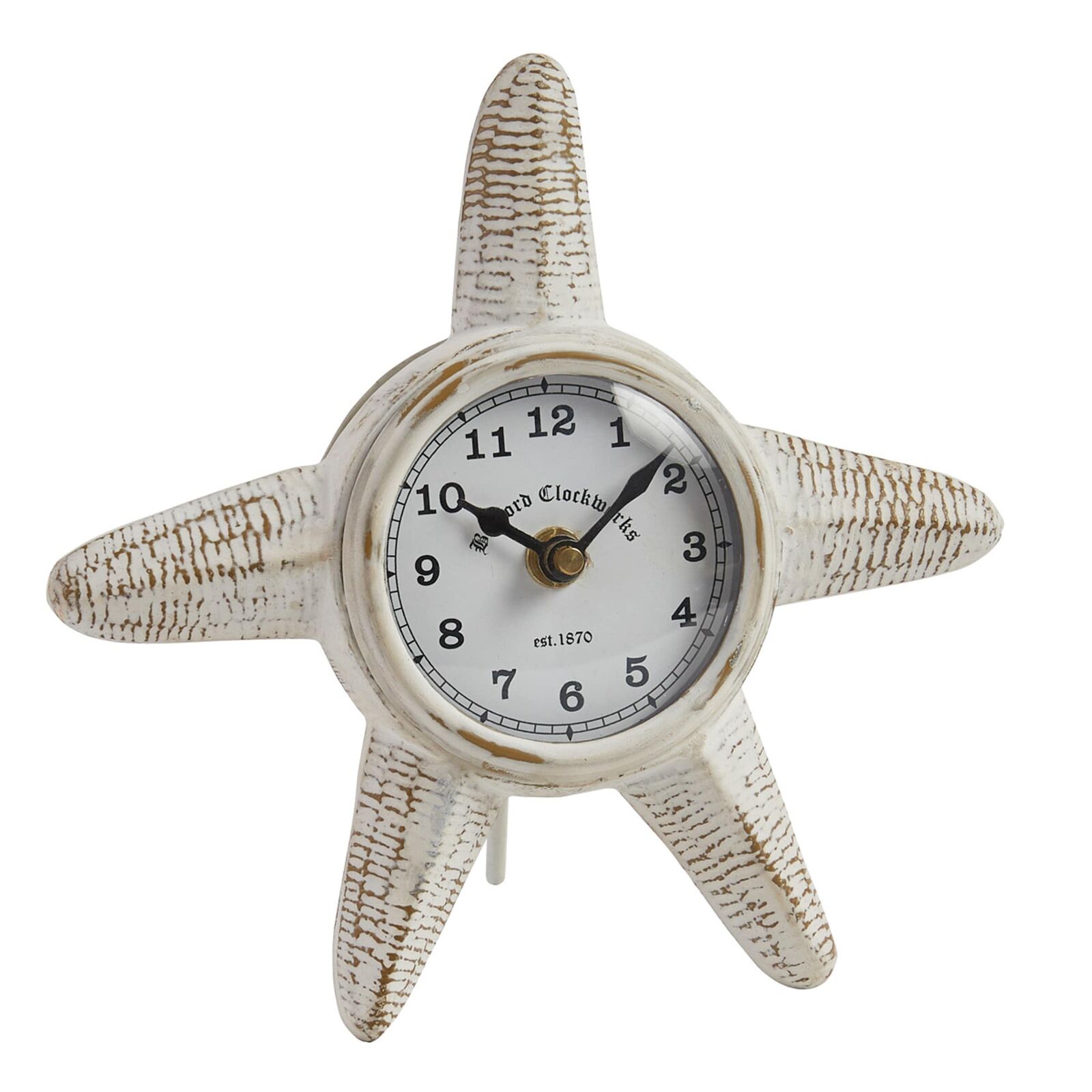 (image for) Starfish Desk Shelf Clock Distressed Metal