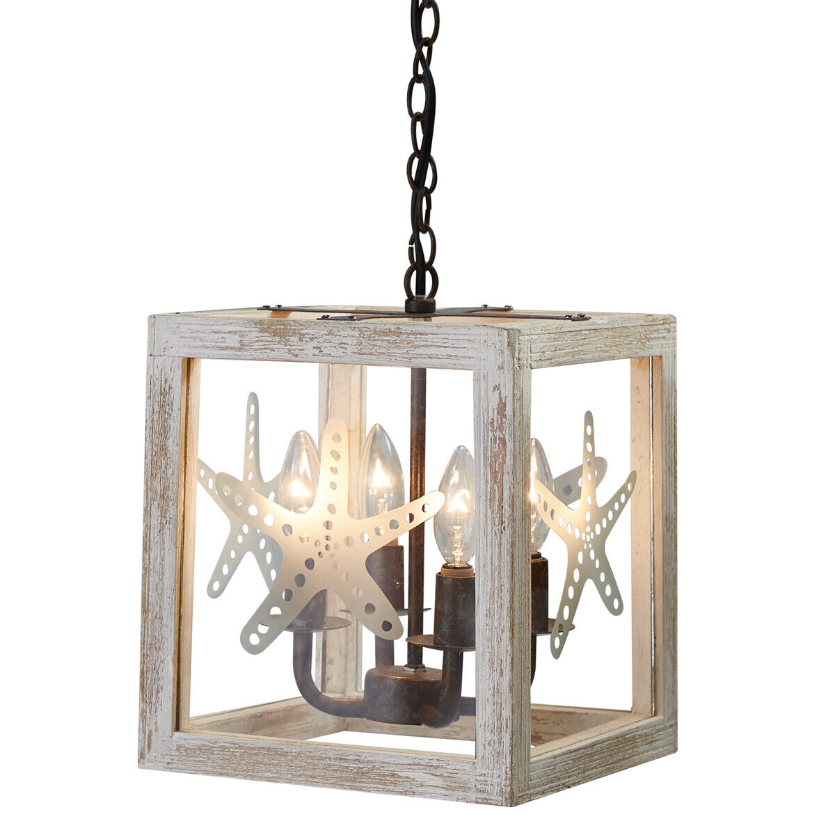 (image for) Beach Cottage Ceiling Pendant Light Fixture White Starfish