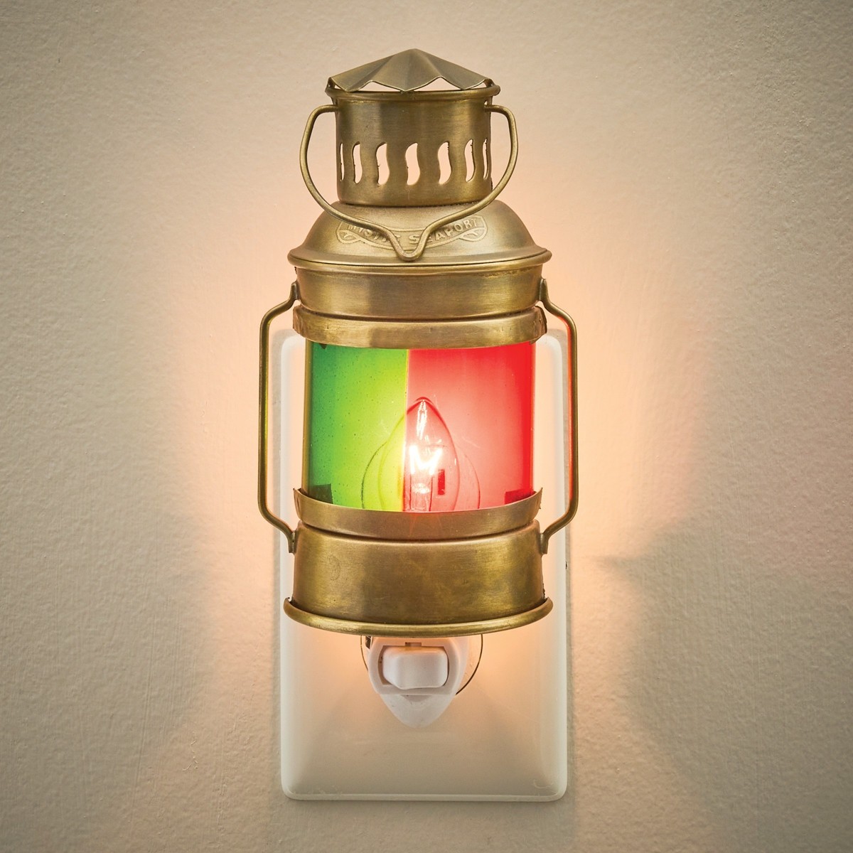 (image for) Sea Lantern Night Light Plug In Metal Glass Red Green