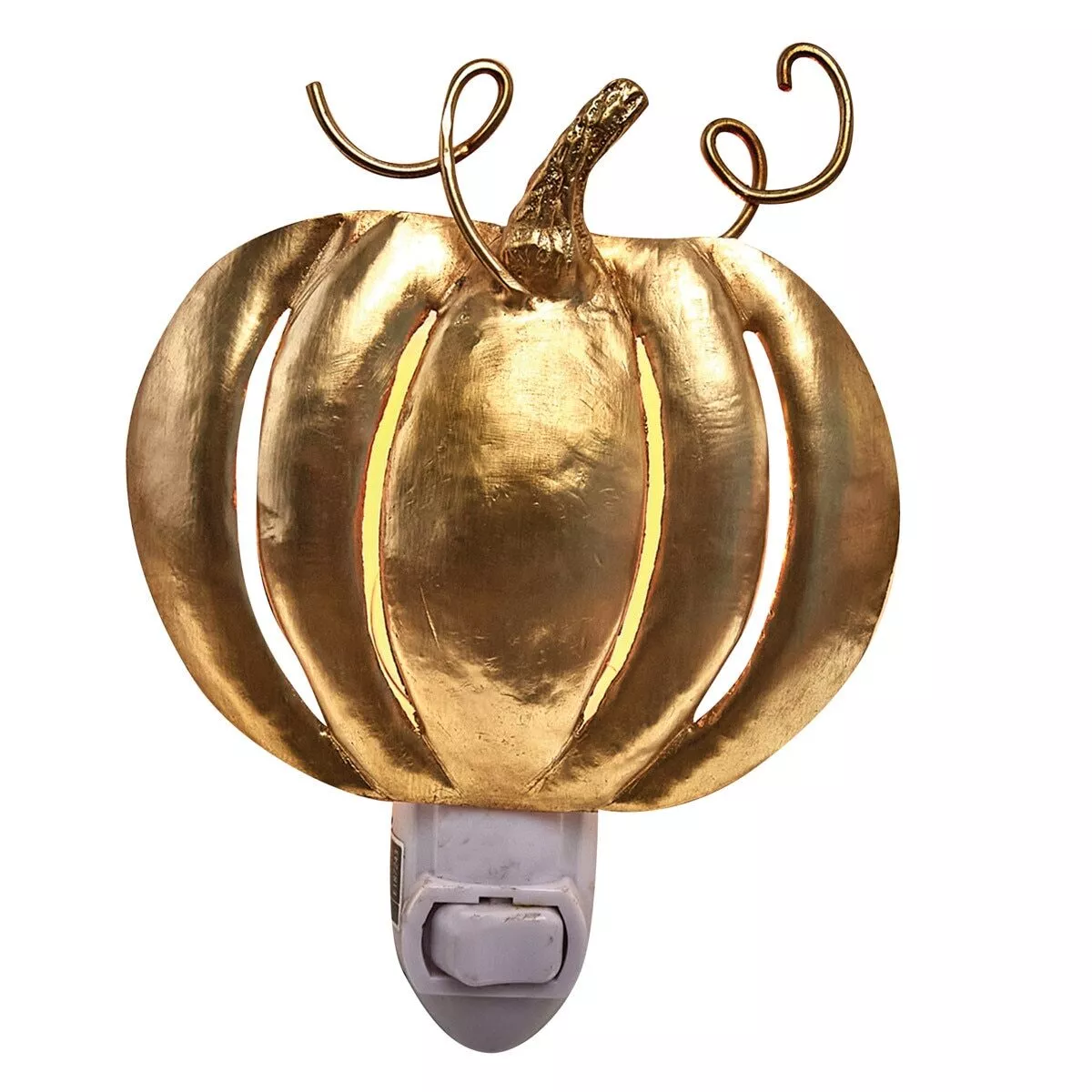 (image for) Pumpkin Night Light Wall Plug In Gold Metal