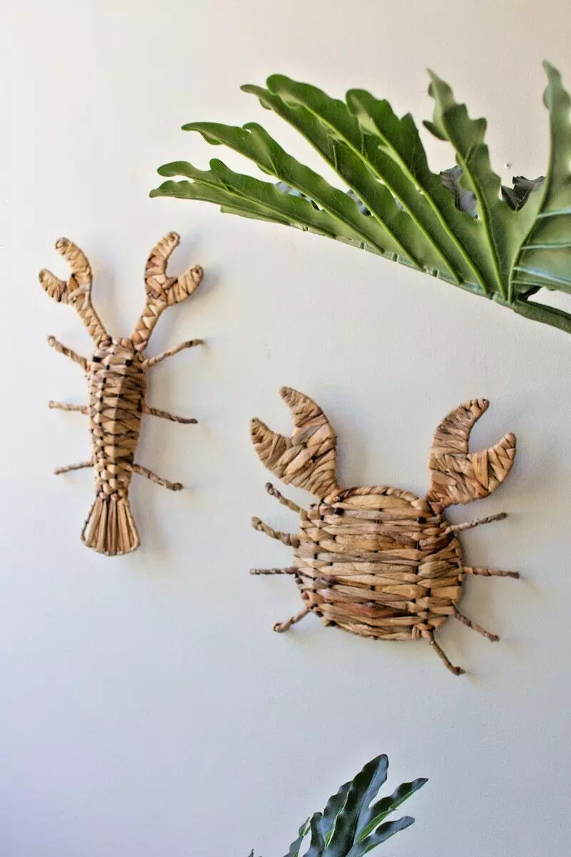(image for) Seagrass Crab Lobster Wall Sculpture Set Beach Nautical Decor