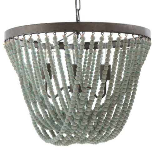 (image for) Aqua Chandelier 3 Light Wood Beads