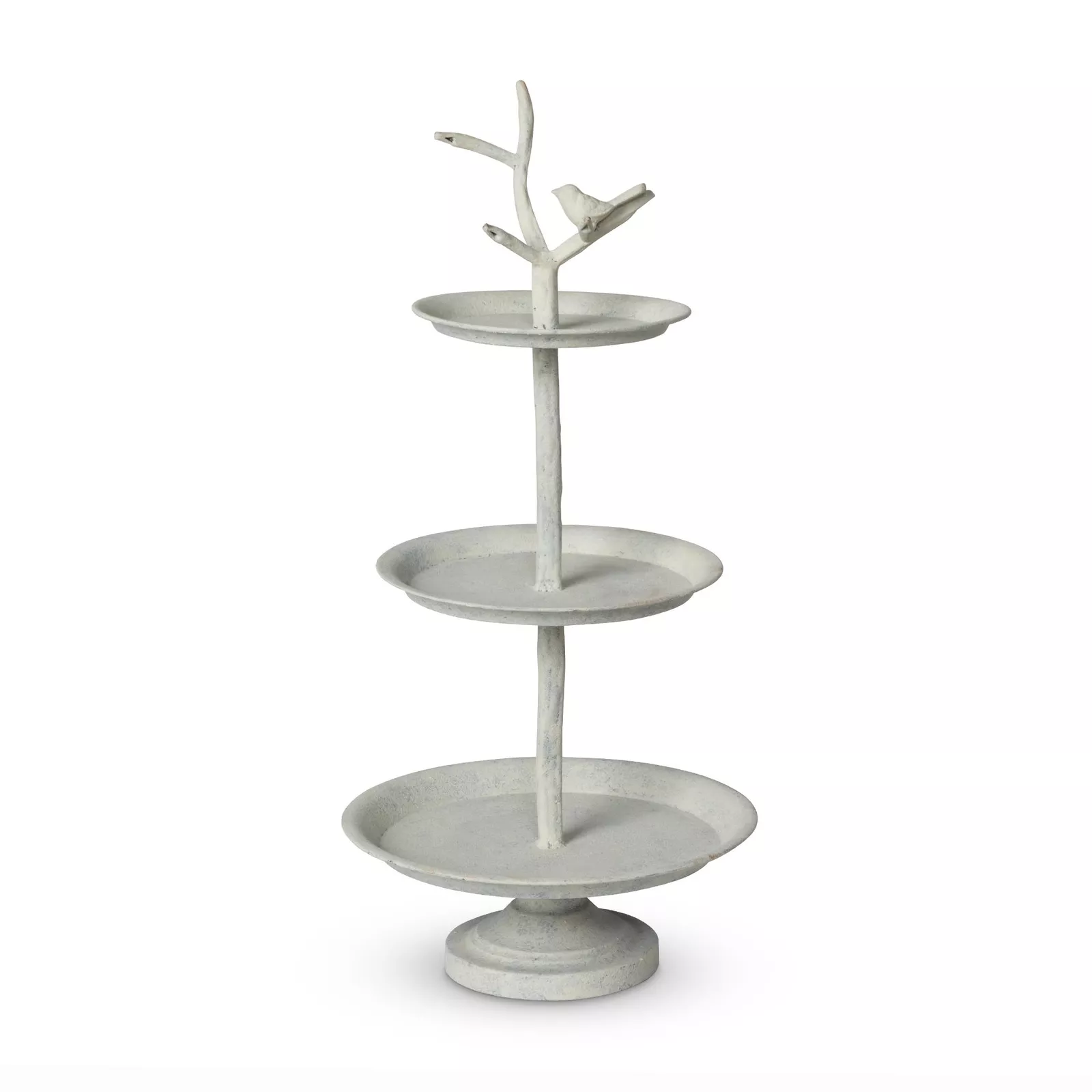 (image for) 3 Tier Outdoor Metal Tray Stand Bird on Branch