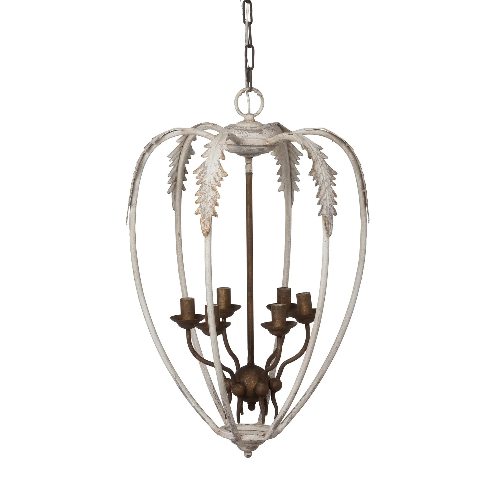 (image for) 6 Light Chandelier White Bronze Metal French Country Distressed