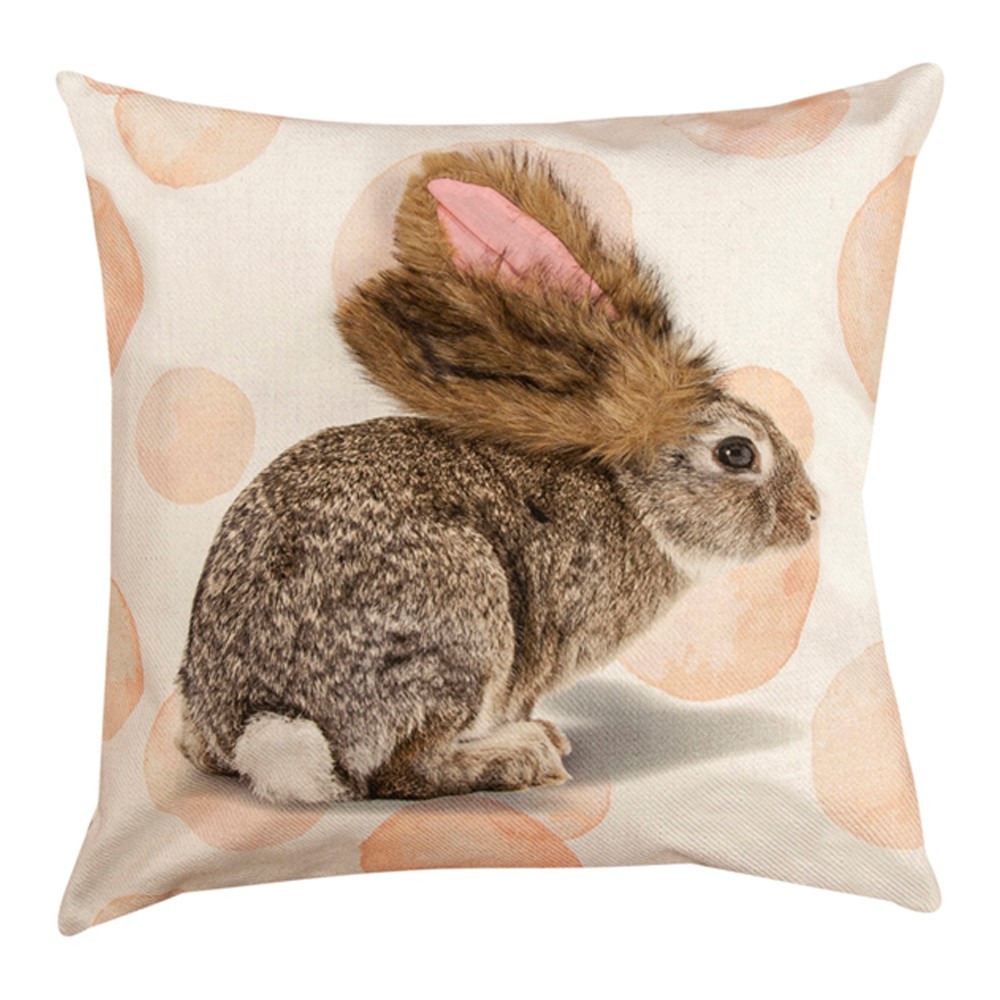 (image for) Bunny Rabbit Pillow Cover Faux Fur Ears 18"