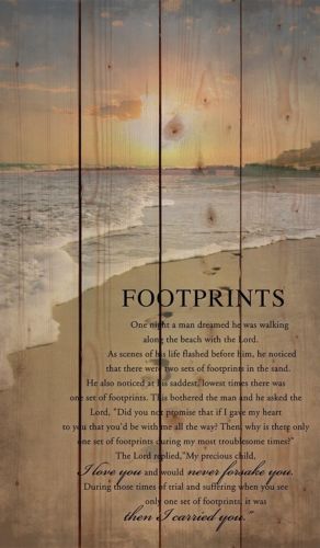(image for) Footprints in the Sand Poem Wood Sign