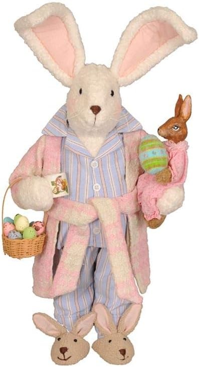 (image for) Easter Bunny Rabbit Figurine Night Time PJ's Egg Basket