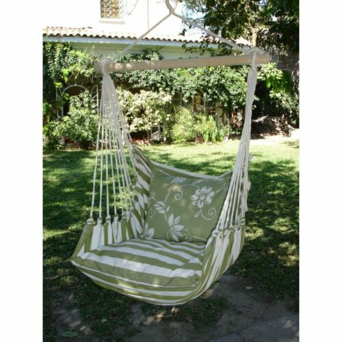 (image for) Floral Stripe Hammock Swing Set Green White