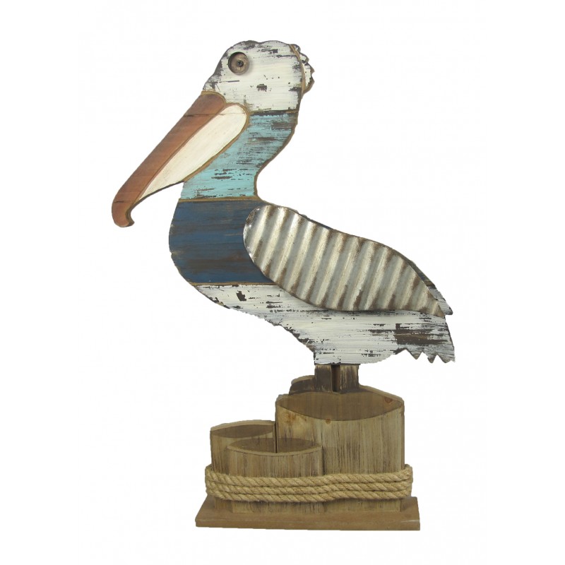 (image for) Wood Pelican on Piling Figurine
