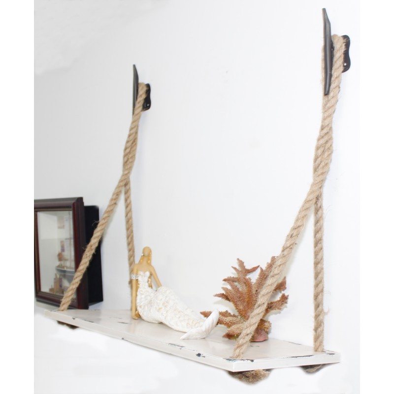 (image for) Nautical Wall Shelf Boat Cleat Rope Hanging