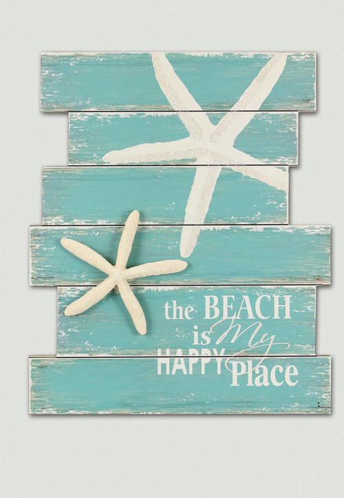 (image for) Starfish Beach Happy Wood Sign